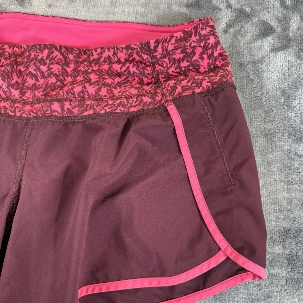 Lululemon Sz 4 Mountain Peaks Bon Bordeaux Drama Maroon 4 Way Run Times Short